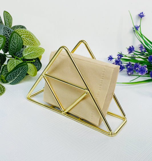 SHOND™ gold triangular paper towel holder on kitchen counter
