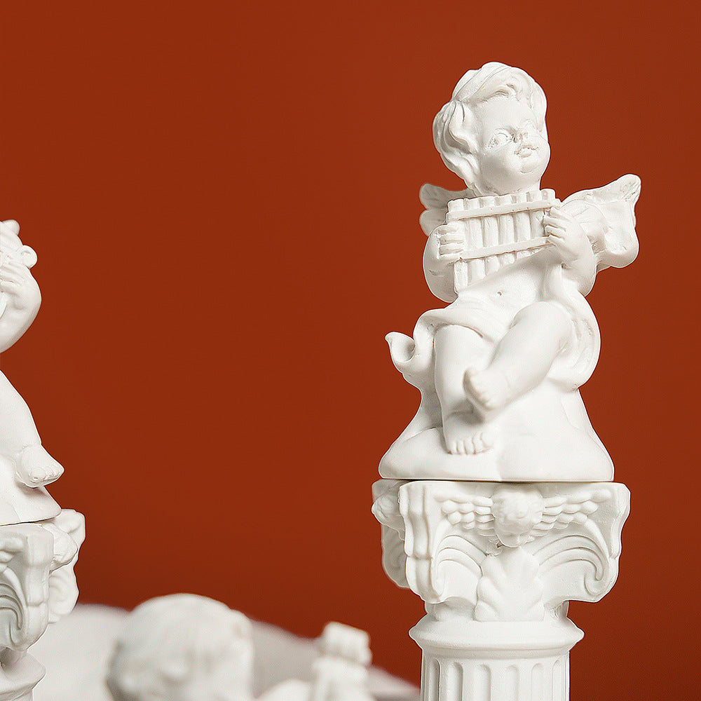 White resin mini Roman column sculpture

