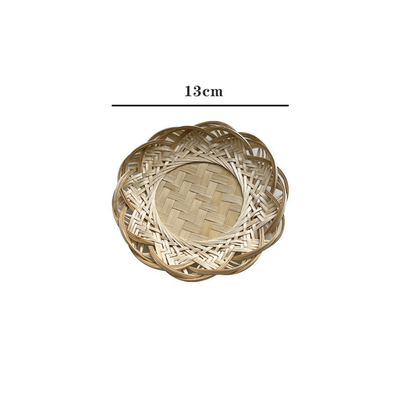 Small bamboo lace basket (13×2cm) for snacks or jewelry
