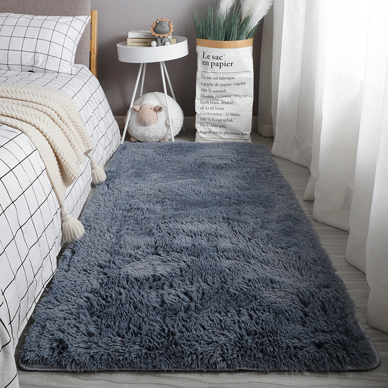 Earth-toned plush rug in a cozy modern lounge space
