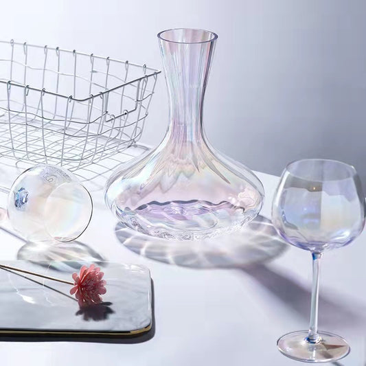 Factory wholesale shell pearl rainbow dazzling dream net red glass jug wine decanter red wine glass elegant
