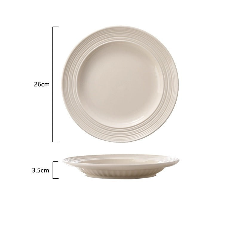 SHOND Milky White Brushed Ceramic Tableware Set – Minimalist Nordic Plates, Bowls & Spoons
