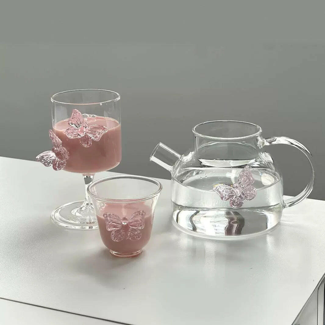 SHOND™ butterfly glass teaware set – minimalist transparent style
