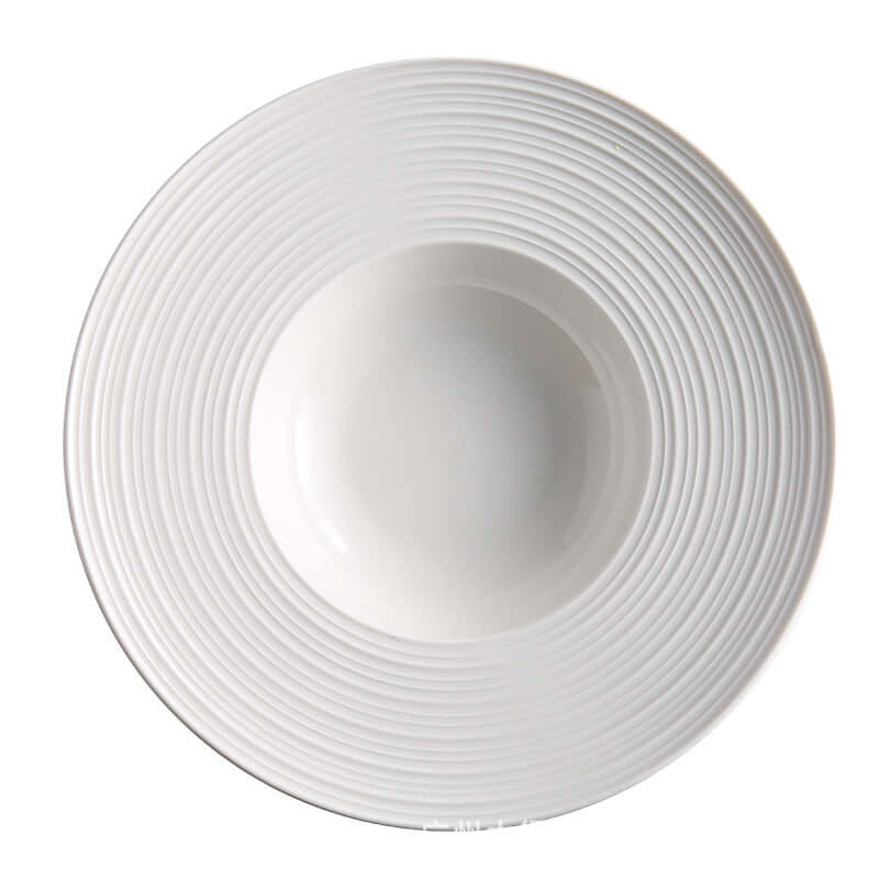 ShonD™ Pure White Ceramic Straw Hat Pasta Plates – Fine-Grain Minimalist Western Tableware