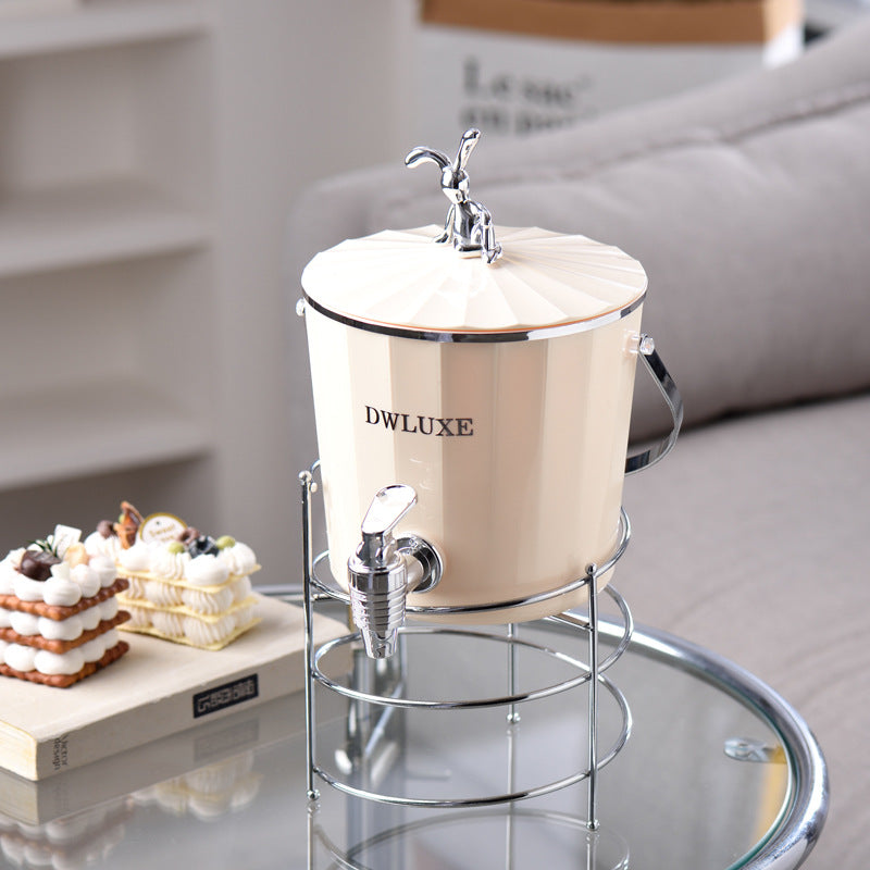 SHOND™ luxe glass beverage dispenser with iron frame and lid
