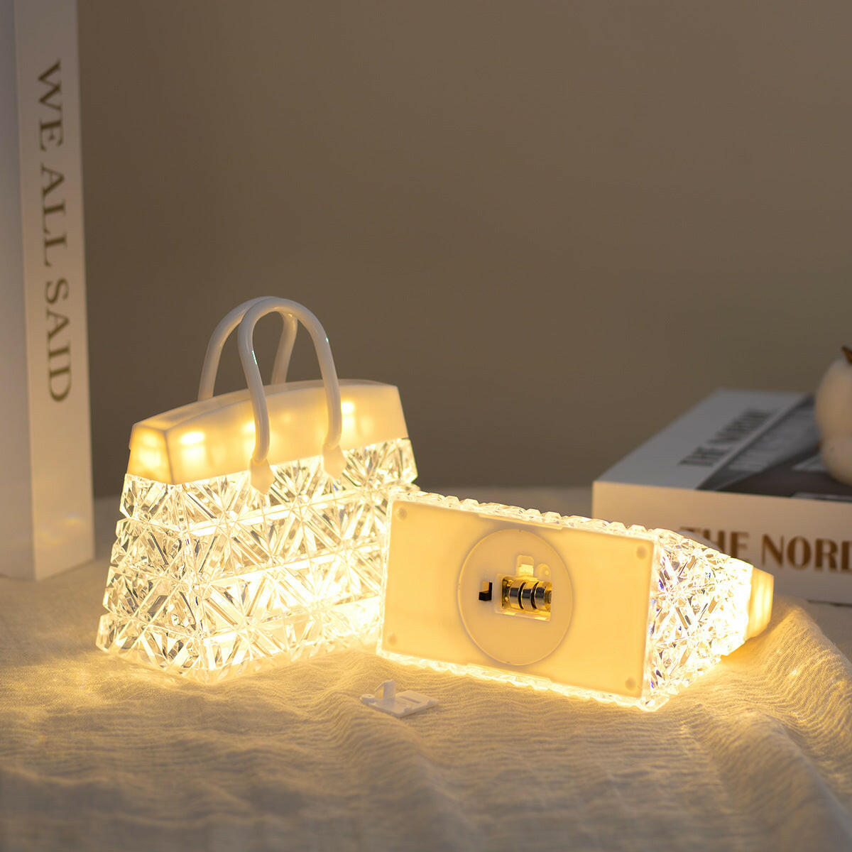 Crystal bag, night light, creative bedroom, bedside lamp, atmosphere light, birthday gift for girlfriends, desktop decoration ornaments