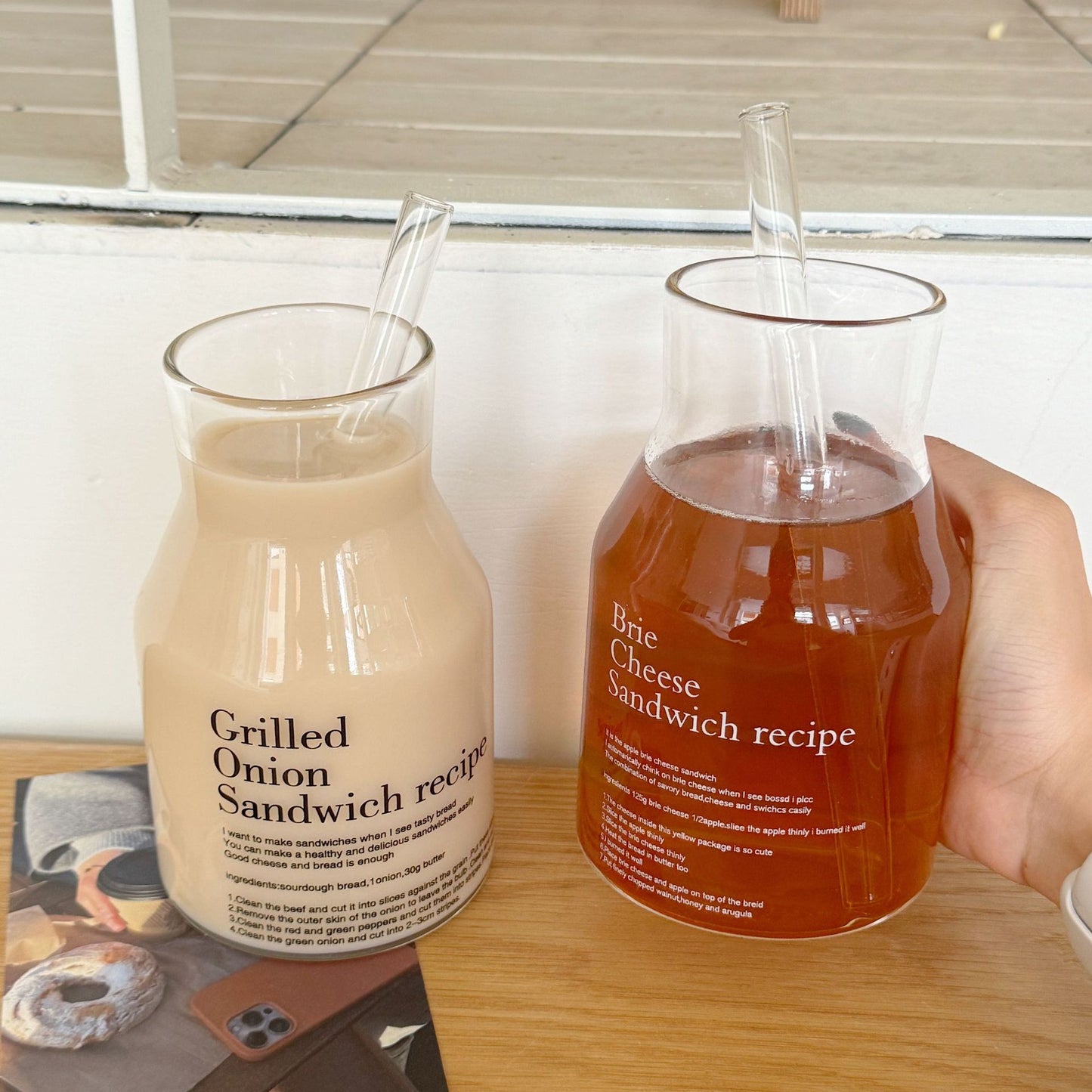 ShonD™ Wind Letter Glass Cup | Double-Walled Poetic Mug – 600–700ml with Coarse or Thick Straw