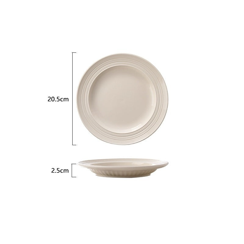 SHOND Milky White Brushed Ceramic Tableware Set – Minimalist Nordic Plates, Bowls & Spoons