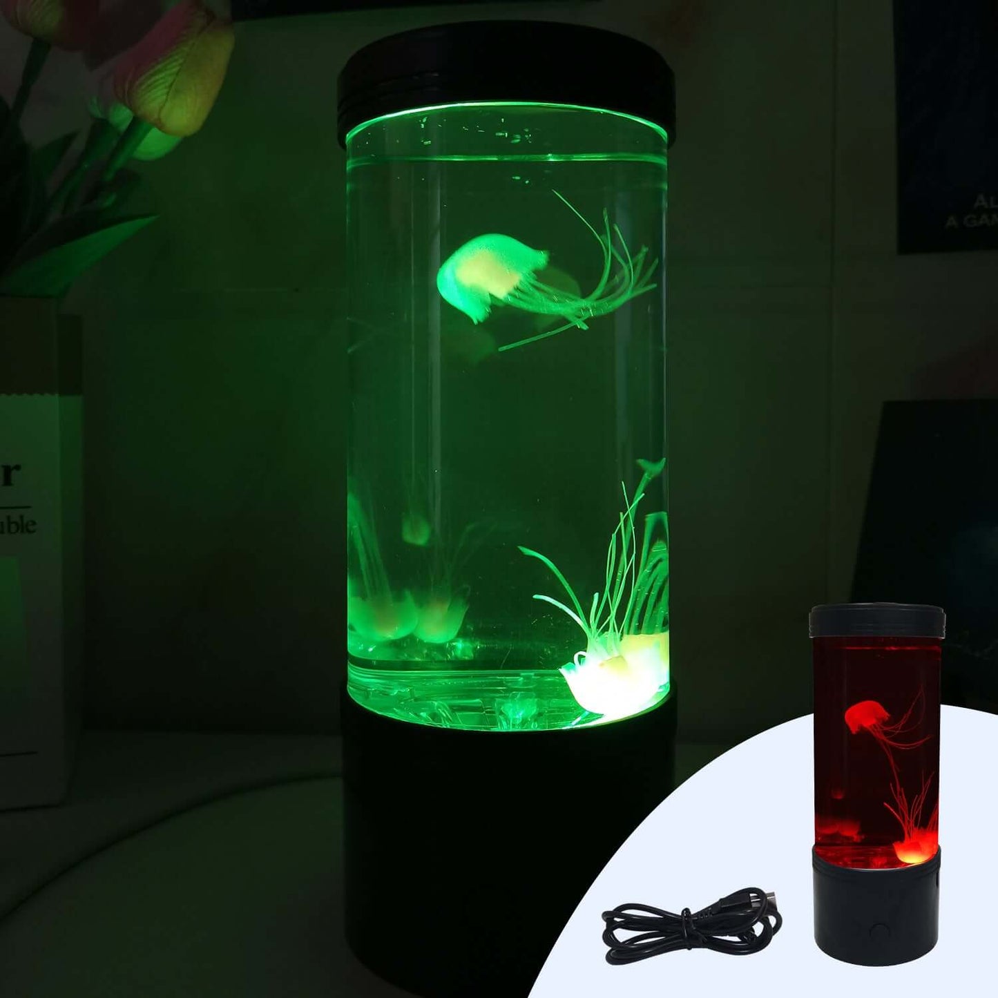 ShonD LED Jellyfish Mood Lamp with Color-Changing Light – USB-powered night lamp for bedrooms and desks
