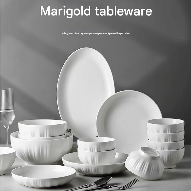 ShonD™ Jingdezhen Pure White Ceramic Tableware – Minimalist Luxury Dish & Bowl Collection