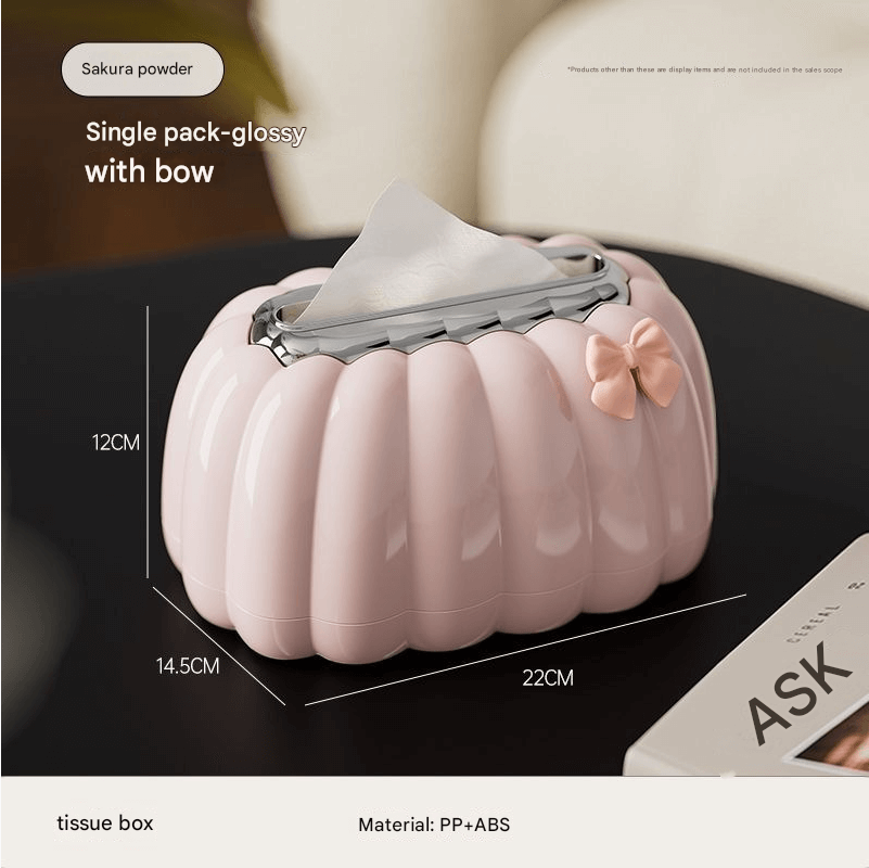 ShonD™ Minimalist Pumpkin Tissue Box – Soft Flocking Storage for Living Room & Office (Cream Colors)