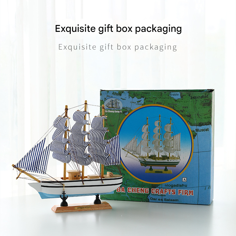 SHOND™ Mediterranean LED Sailboat Decor | Wooden Nautical Model with Ambient Light