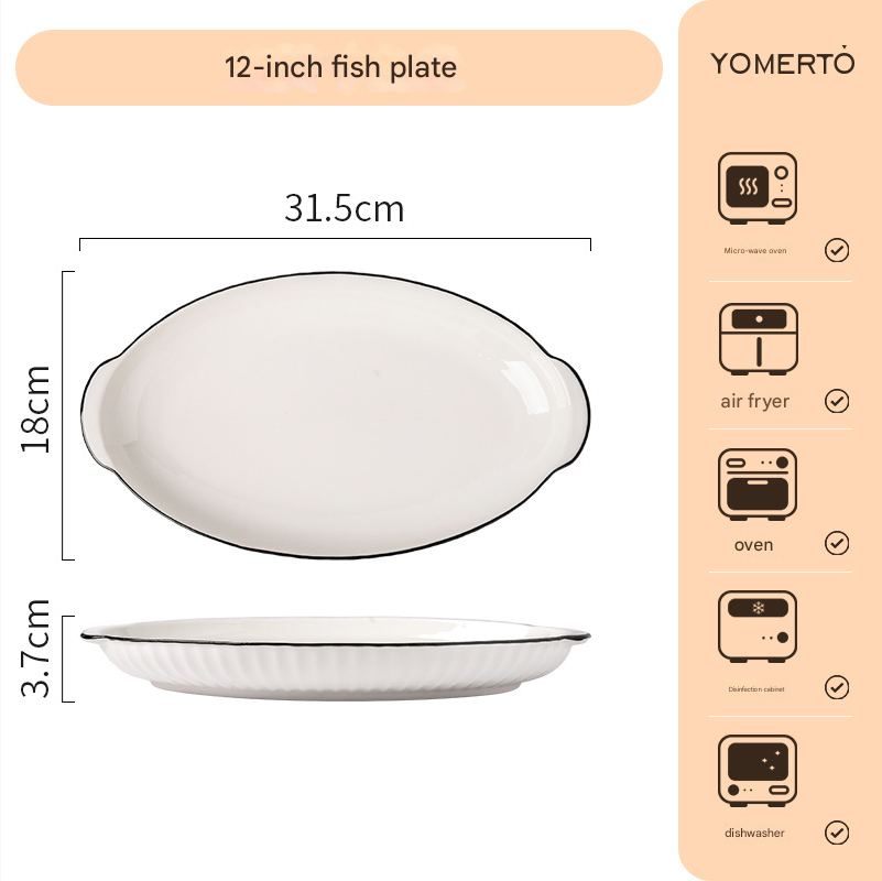 SHOND™ Xuanyue Modern Ceramic Dinnerware | Minimalist White Plates, Bowls & Fish Plate
